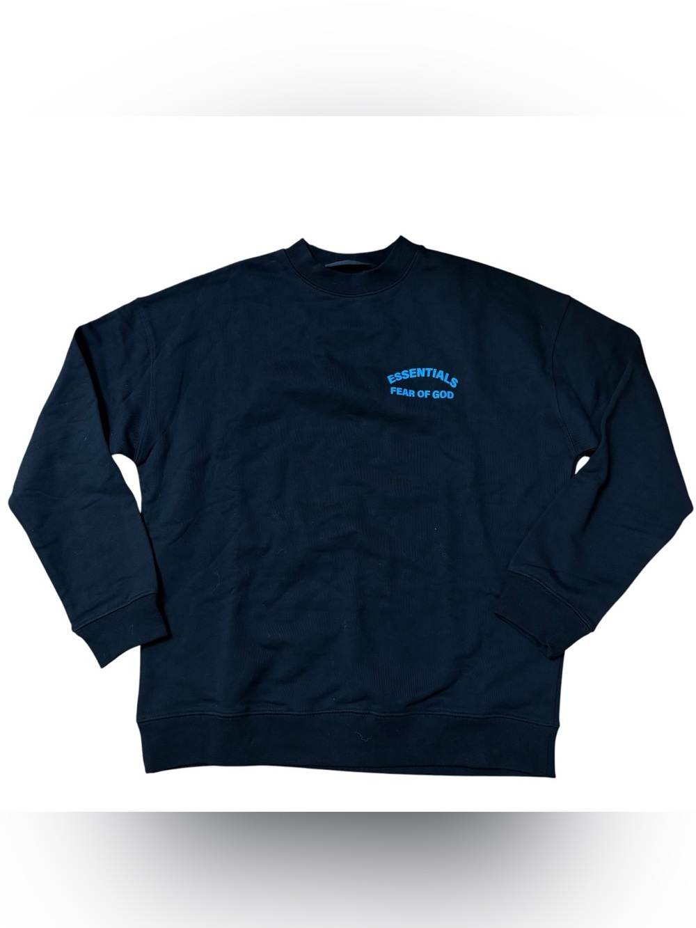 Essentials Fear of God Crewneck Sweater Black and Blue Size Large